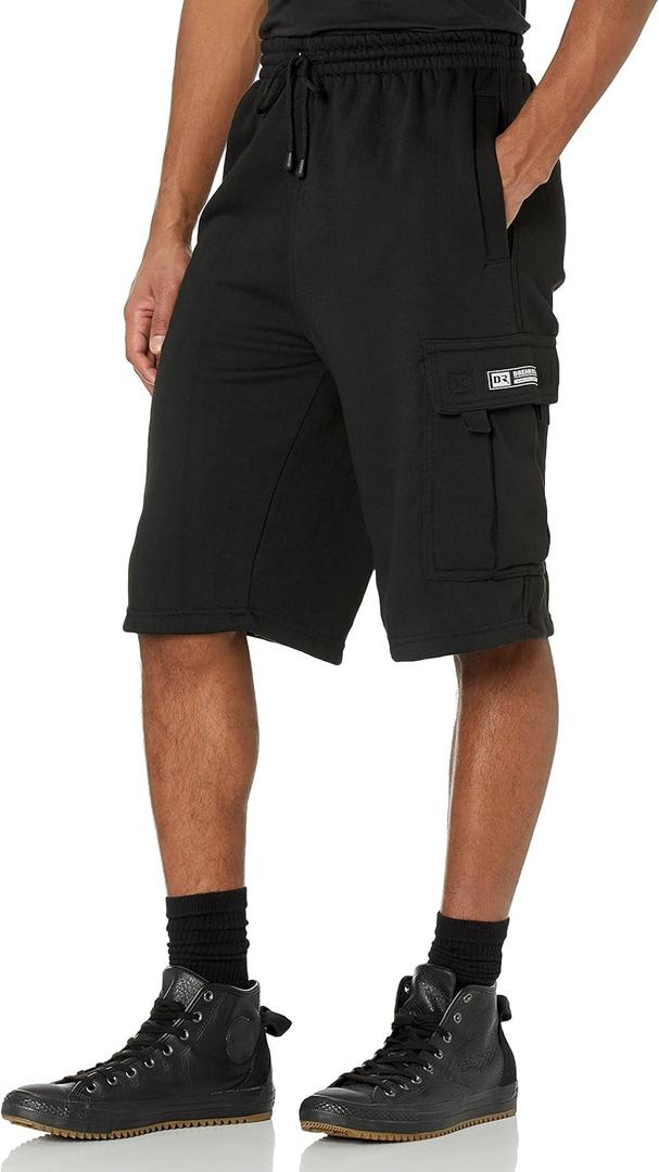 DREAM USA Men's Fleece Cargo Shorts Heavyweight M-5XL (XX-Large, Black)