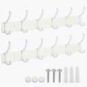 Coat Rack Wall Mount, 2 Pack Coat Hooks Hanger Wall Double Hook Rack Rail Towel Hat Rack Entryway Bathroom Hanger Organizer for Robes, Clothes, Bags, Hat(White)