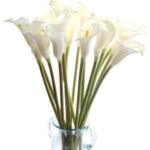 cn-Knight 10pcs Calla Lilies Artificial Flower,26'' Long Stem Artificial Calla Lily Flowers,Realistic Arum Lilies for Wedding Bridal Bouquet Home Decor Centerpiece,White