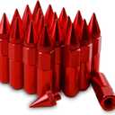M12X1.5 Spiked Nuts for Rims Aluminum Extended Tuner Lug Nuts 20PCS 60MM (Red)
