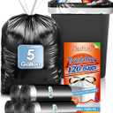 5 Gallon (fit 18-20L)120 Counts Strong Drawstring Trash Bags, Small Plastic Garbage Bags Trash Can Liner for Home Office Kitchen Bathroom Bedroom, Black Waste Basket Liners
