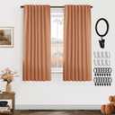 PANELSBURG Orange Curtains 2 Panels,Farmhouse Country Linen Textured Darkening Blackout Pretty Curtains for Bedroom Living Room,63 Inch Length