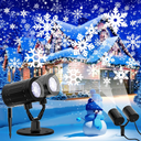 2025 Upgraded Double Head Christmas Snowflake Projector Lights Outdoor, Timing Mode, IP65 Waterproof, 360°Roating LED Christmas Lights, for Xmas Holiday Party Christmas Decoration, Indoor, Houses 