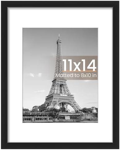 upsimples 11x14 Picture Frame, Display Pictures 8x10 with Mat or 11x14 Without Mat, Wall Hanging Photo Frame, Black, 2 Pack
