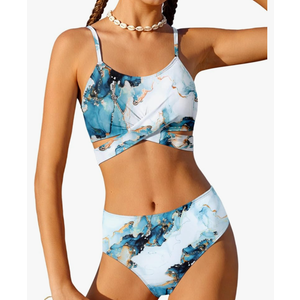 Girls Swimsuit Bathing Suits Criss Cross Bikini Set Two Piece Girls' Swimwear Solid Color Bathing Suit 11-12 Years