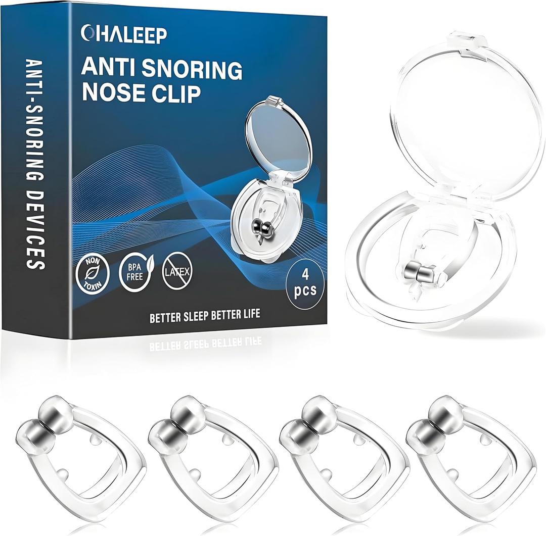 Anti Snoring Devices, Snore Stopper with Adjustable Magnet, Silicone Nose Clip Stop Snoring, Effective to Relieve Snoring, Snoring Solution for Comfortable and Quieter Sleep, Clear, M