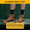 Crew Work Socks Sweat-Wicking, Durable Wool Socks for Long Shifts Up to 8" Boots Made in USA (Black)