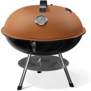 GasOne  14-inch Portable Barbecue Grill with Thermometer - 3-Point Locking Lid for Heat Preservation  Dual Venting System  Small Charcoal Grill for Backyard, Camping, Boat