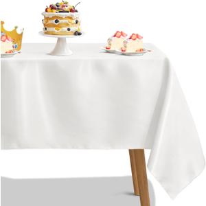 Horbaunal Ivory Satin Tablecloth 54 x 54 Inches Square Table Cloth Bright Silky Table Cover Overlay Dining Tablecloths for Wedding Party Banquets