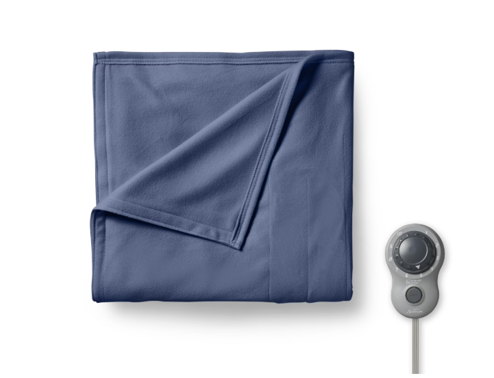 Sunbeam Royal Ultra Admiral Blue Heated Blanket 10 Heat Settings, Full