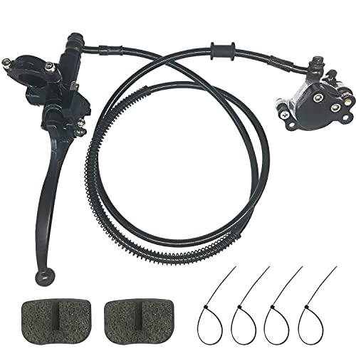 HOLATO 50 Inch Upgraded Hydraulic Brake Master Cylinder Caliper System with Brake Pads for 97cc 2.8HP Baja DoodleBug Dirt Bug DB30 Blitz Mini Bike Mini Moto On Left 7/8" Handlebars Parts (BLACK)