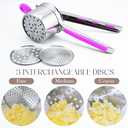 Bellemain Heavy-Duty Stainless Steel Potato Ricer & Masher | 15 oz, Perfect for Mashed Potatoes | Kitchen Tool with 3 Interchangeable Discs (Purple)