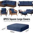8Pcs Outdoor Cushion Covers, Stretch Patio Furniture Couch Chair Slipcovers Washable, Pet Friendly, Seat Replacement Covers, Soft Sofa Slip Covers, Universal Fit 20-27", Navy Blue