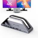 TobenONE 17-IN-2 Macbook Docking Station Dual 4K Monitor, Plug and Play Laptop Docking Station Stand for MacBook M1-M5 Pro/Max, 150W Charger, 7 USB(Up to 10Gbps), 2.5G Ethernet, for Home,Office,Studio