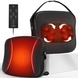 Back Massager with Heat, FSA HSA Eligible, Shiatsu Neck Massagers Deep Tissue Kneading Massage Pillow for Lower Back Leg Shoulder, Lumbar Support Pillow for Office Chair, Gifts for Mom Dad Women Men