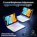 Cousper for iPad mini 7 A17 Pro 2024/ iPad mini 6 Generation Keyboard Case 2021 8.3 Inch with Multi-Touch Trackpad, 360 Rotating Cover with Rainbow Backlit Keyboard for iPad mini 7th/ 6th Gen, Silver