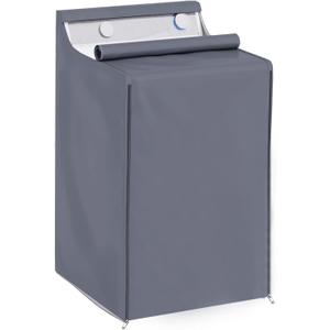 HYVAKUPPA 1Pack Washer and Dryer Covers Outdoor Washing Machine Cover for Top and Front Load 420D PU Waterproof Laundry Dryer Cover with Zipper and Storage Bag, W29”x D28”x H43” (Grey)