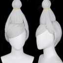 SeikoAyase Cosplay Wig DAN DA DAN Long Silver White Anime Costume Wigs + Hair Tie + Wig Cap for Women Girls Halloween Party