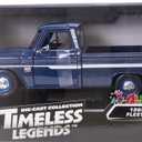 1966 Chevy C10 Fleetside Pickup Truck, Dark Blue - Motormax 73355 - 1/24 Scale Diecast Model Toy Car, unisex-children