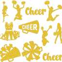 Fuutreo 100 Pcs Cheerleader Cut Outs, Cheerleading Table Topper Double Sided Birthday Party Decorations Cheerleading Paper Cutouts Toppers for Cheerleader Birthday Party Favors Supplies(Gold)