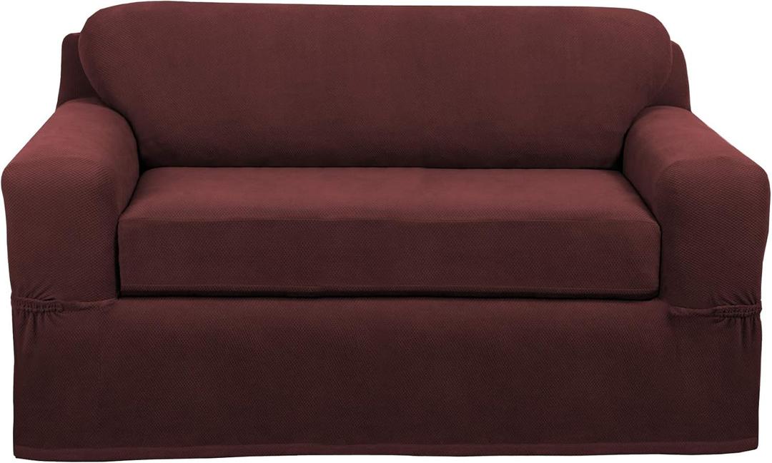 Maytex Pixel Stretch, Wine slipcover, 2-Piece Loveseat