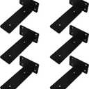 Heavy Duty Shelf Bracket 5 inch Metal Wall Mount Powder Coated 90 Degree Black L Brackets 1/5" Thick Modern Floating Shelf Hidden Support (5" L 6Pcs)