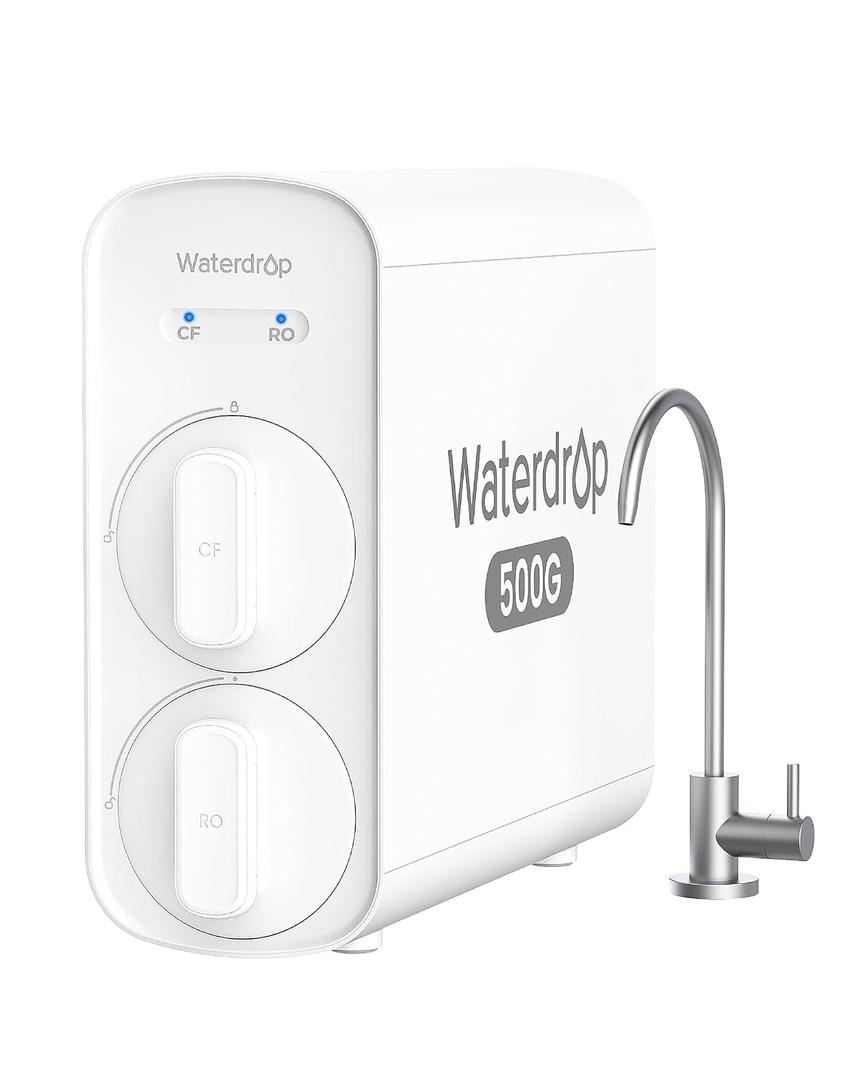 Waterdrop G5P500 Reverse Osmosis Water Filter, NSF/ANSI 58 & 372 Certified, 7 Stage Reverse Osmosis System, 500G RO Water Filtration System, 2:1 Pure to Drain, Reduces TDS PFAS, BPA Free