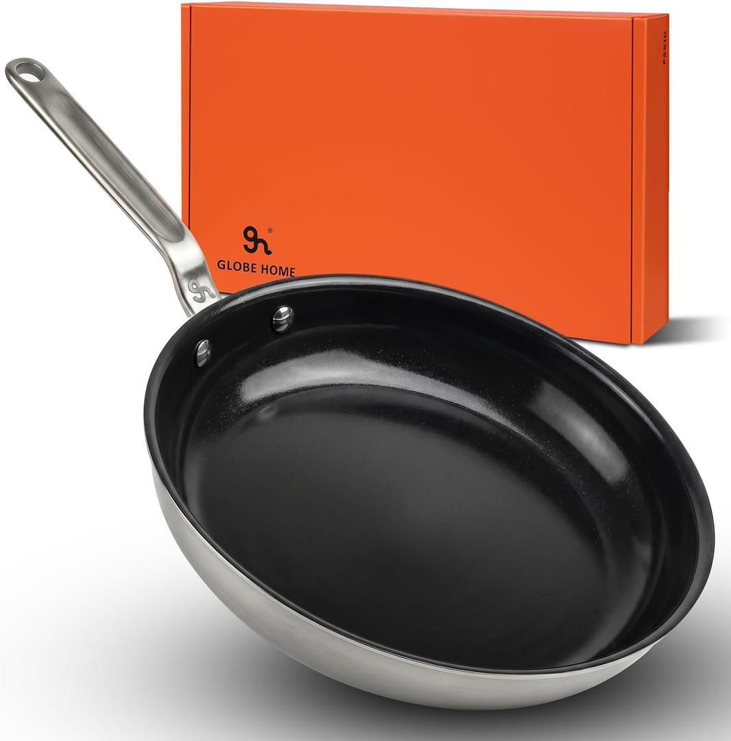 12 Inch 5-Ply Ceramic Nonstick Frying Pan | PTFE/PFOA/PFAS-Free, Oven Safe up to 650°F, Induction Ready, Easy to Clean, Even Heat, For Large Families