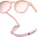 COCOSAND Baby Toddler Sunglasses with Strap Polarized Flexible Round Frame for Newborn Infant Kids Boy Girl Age 0-6 Years Old (Pink With Pink Lens)