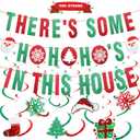 Funny Christmas Decorations There's Some In This House Banner & Christmas Hanging Swirls for Office Home Xmas Party Supplies