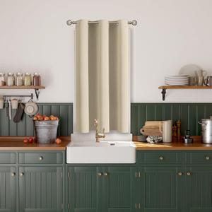 BGment Short Room Darkening Curtain 54 Inch Long for Kitchen Small Window, Privacy Thermal Insulated Tier Sun Blocking Grommet Drape for Bedroom, 1 Panel, 38 x 54 Inch, Beige