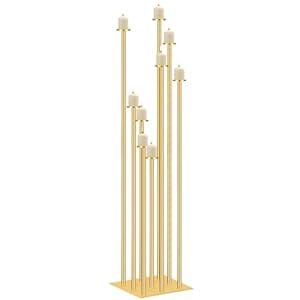 Tioncy 9 Arm Floor Candelabra 42 Inch Tall Gold Metal Candle Holders Candlestick for Pillar Tealight Candles Candelabra Centerpieces Stand for Wedding Party Ceremony Table Decoration
