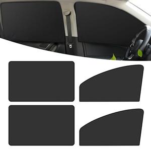 Tesnaao 4 PCS Car Side Window Sun Shade Replacement, 33CM x 48CM x 62CM Front Side Window Protectors, 80CM x 48CM Vehicle Rear Window Curtain, Universal Accessories for Most Cars (Black)