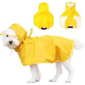 Dog Raincoat for Small Dogs, Dog Rain Jacket with Clear Hooded, Waterproof Dog Rain Coat with Adjustable Belly Strap, Dogs Safety Vest for Outdoor Adventures Walking(Yellow,S)