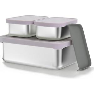 Stainless Steel Bento Box, Leak-proof Metal Lunch Box Container, Microwave-Safe, with Divider, Snack Food Storage Container for School Work (Violetcolor)