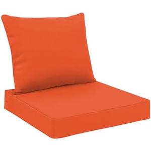All Smiles Outdoor Chair Cushions for Patio Furniture Set of 24x24 Inch for Deep Seat Waterproof Fade Resistant Replacement Cushions with Removable Cover for Seat Yard Garden Deck，Orange