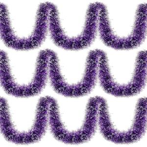 Waydress Christmas Tinsel Garland Xmas Hanging Metallic Shiny Tinsel Wreath Christmas Tree Decor for Home Indoor Outdoor Holiday Party Embellishments(39.4 Feet,Purple)