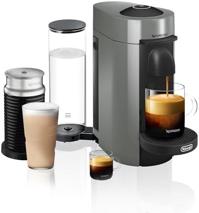 De'Longhi Nespresso Vertuo Plus Coffee and Espresso Maker by De'Longhi, Grey with Aeroccino Milk Frother
