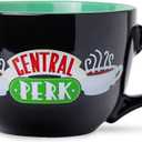 Silver Buffalo FRIENDS Central Perk Black Ceramic Mug Oversized for Coffee, Soup, 24 Ounces