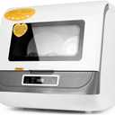 Portable Countertop Dishwasher,4 Washing Programs, Air-Dry Function and LED Light for Small Apartments, Dorms and RVs (White)