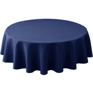 Biscaynebay Textured Fabric Round Tablecloths 60" for Round Tables diameters from 28" to 48", Navy Water Resistant Folding Table Covers Washable for Dining, Kitchen, Wedding, Parties etc