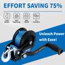 AC-DK 1600lbs Heavy Duty Boat Trailer Winch with 26FT Strap, 2-Way Ratchet & 4:1 Gear Trailer Winch, Portable Hand Crank Winch for Boat, Truck, Trailer, RV, ATV, Jet Ski