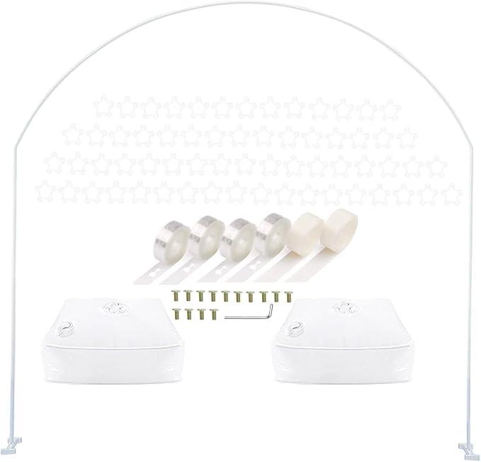 LANGXUN 7.8Ft Metal White Balloon Arch Kit, Semi-Circular Balloon Arch Stand with Water Bases for Wedding Bridal Baby Shower Birthday Party Supplies Decorations