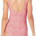 Amazon Essentials Women's One-Piece Coverage Swimsuit (Available in Plus Size) (Pale Peach Micro Floral)