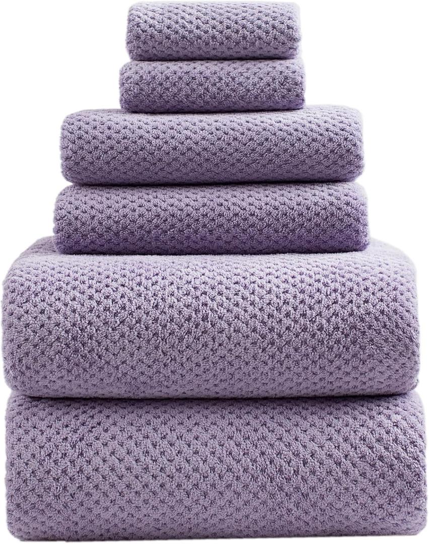 HVMS Oversized Bath Towels Extra Large 40x80 Inches Bath Sheets for Adults Super Soft Quick Dry Highly Absobent Microfiber Shower Towels (Lavender,6 Piece)…