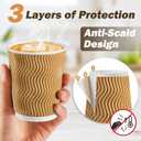 SIUQ 90 Pack - 8 oz Disposable Coffee Cups with Lids and Straws,To go Coffee Cups,Insulated Corrugated Paper Cups,Kraft Ripple Wall Cups for Hot Beverage or Cold Drinks -Champagne