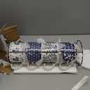 4 Pack Ceramic Coffee Mug Set with Rack, 16 OZ Stackable Cappuccino Cups with Metal Stand, Blue and White Porcelain Tea Mugs for Latte, Americano, Milk, Hot Cocoa, Beverages, Microwave Safe