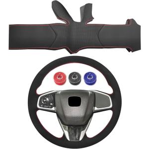 Compatible with Hand Sewn Steering Wheel Cover for Honda Civic 2016-2021 CRV 2017-2021 Clarity 2016-2018 Breeze 2020-2021 Crider Envix 2019-2020 Microfiber Leather Steering Wheel Protector