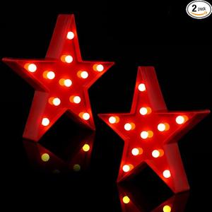 2 Pcs Star Plastic Night Light Battery Operated LED Marquee Star Sign Party Movie Theater Decor Room Wall Lamp for Kids Baby Child Girl Gifts, Birthday Party Christmas Home Bar