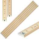 Hoteam 5 Pcs Heavy Duty Wooden Yardstick 36 Inches Natural Wood Yard Stick Ruler with Hang Hole Metal Tips 1/4-inch-thick Yardstick Ruler Metal Ends Meter Stick Clothing Measuring Home Office